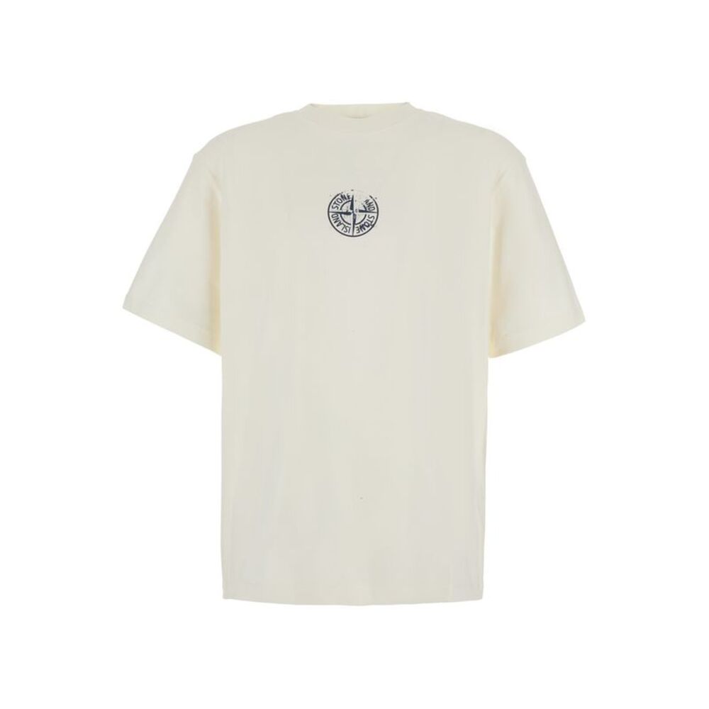 Stone Island Men T-Shirt Beige With Short Sleeves In Unisex Cotton